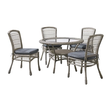 Carolina All-Weather Wicker Dining 5-Piece Dining Set With Outdoor Dining Table And Four Chairs